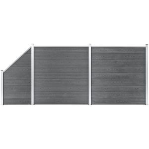 The Living Store Schuttingpanelen Grijs HKC Composiet - 446 x 186 cm - Modulair Design