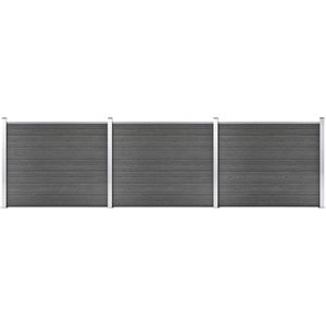 The Living Store Schuttingplankenset - HKC - Aluminium/staal - Zwart - 526x146 cm