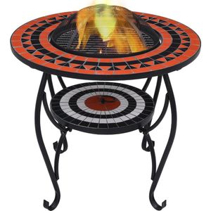 vidaXL Tuintafel - Vuurtafel - Vuurtafel mozaïek 68 cm keramiek terracottakleurig en wit - Mozaïek Tafel - Keramiek Tafel - Buistafel