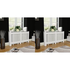 The Living Store Radiatorombouw 2 st 152 cm MDF wit - Radiatorkast - Radiator Ombouw - Mdf Kast - Wit Meubilair - Living Accessoires