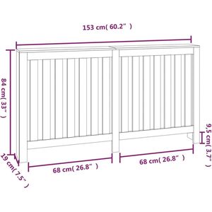 The Living Store Radiatorombouw 153x19x84 cm massief grenenhout - Radiatorombouw - Radiatorcover - Grenenhout Meubilair - Hout Design - Vintage Style