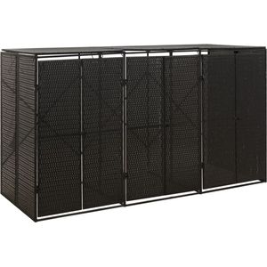 The Living Store Containerberging - Driedubbel - 207 x 80 x 117 cm - Zwart - Poly rattan