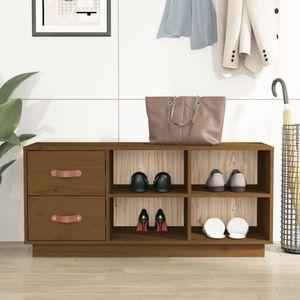 The Living Store Houten Schoenenkast - Gang - 100 x 34 x 45 cm - Massief grenenhout