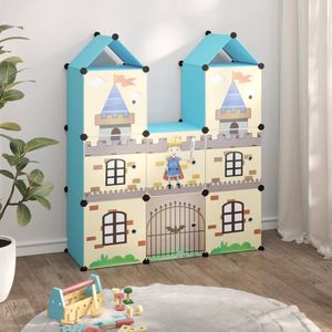 The Living Store Opbergkast Kubus - 109.5x36.5x127 cm - Blauw - PP en Staal