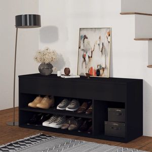 The Living Store Opbergbank met trendy ontwerp - Schoenenkast - 105 x 30 x 45 cm - Zwart - Spaanplaat