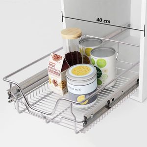 The Living Store Metalen korflades - 364-368 x 460 x 130 mm - Geschikt voor 400 mm kasten - 25 kg draagvermogen - Gepolijst verchroomd staaldraad - Eenvoudig te monteren