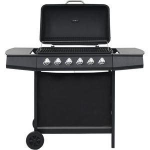 The Living Store Gasbarbecue met 6 kookzones staal zwart - Gasbarbecue - Bbq - Buitengrill - Gasgrill - Stainless Steel