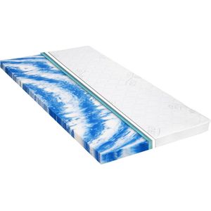 The Living Store Dekmatras Gelschuim - 180 x 200 x 7 cm - Drukverlichtend - Comfortabel - Makkelijk te reinigen - Wit en blauw