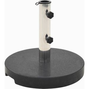 The Living Store Parasolvoet rond 20 kg graniet zwart - Parasollvoet - Parasolbasis - Granieten Voet - Stabiele Parasolvoet - Parasol Accessoires