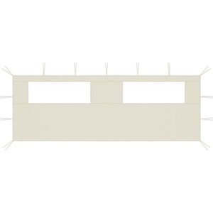 The Living Store Prieelzijwand 590x200cm - Muggenwerend - PVC raam - Crème - 100% polyester