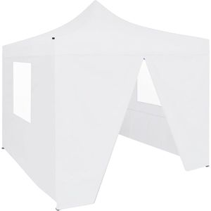 The Living Store partytent - 291 x 291 x 315 cm - UV- en waterbestendig - inklapbaar - wit - gepoedercoat staal