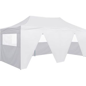 The Living Store Paviljoen Partytent - 291 x 580 x 315 cm - UV- en waterbestendig - Inclusief zijwanden - Gepoedercoat frame - Kleur- wit