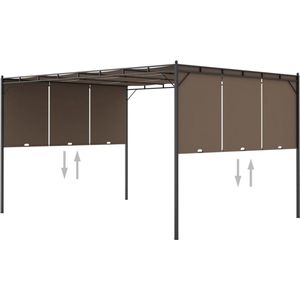 The Living Store Partytent - 4x3x2.25m - Taupe - Gepoedercoat staal - Met verstelbaar zijgordijn