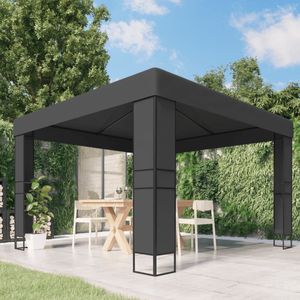 The Living Store Tuinpaviljoen - Antraciet - 3 x 3 m (B x D) - Gepoedercoat staal