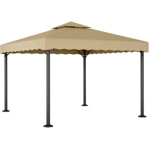 The Living Store Tuinpaviljoen 3 x 3 m - Waterbestendig - Stevig frame - Speciaal dak - Breed toepasbaar - Kleur- taupe - The Living Store