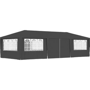 The Living Store Tuinpaviljoen - 4x9x2.75m - Antraciet - UV- en waterbestendig - Met zijwanden