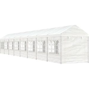 The Living Store Prieel met dak 17,84x2,28x2,69 m polyetheen wit - Partytent - Tuinset - Buitenverblijf - Parasol - Overkapping