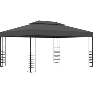 The Living Store Tuinpaviljoen - Antraciet - 3 x 4 x 2.7 m - Stof met PA-coating - Stalen Frame