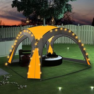 The Living Store Partytent - Gele Stof met PA-coating - 3.6 x 3.6 x 2.3 m - Met LED-verlichting en 4 zijwanden