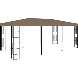 The Living Store Tuinpaviljoen - Gazebo - 6x3x2.6m - Taupe en zwart - Staal en polyester