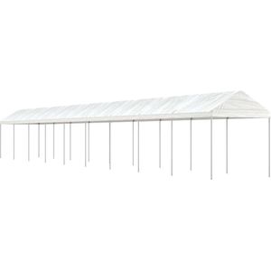 The Living Store Prieel met dak 20,07x2,28x2,69 m polyetheen wit - Feesttent - Tuinprieël - Overkapping - Buitenshuis Genieten - Terrasdecoratie