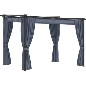 The Living Store Partytent 3x3x2.3m - Antraciet - Staal en stof - Inclusief zijwanden en anti-uv PA-coating