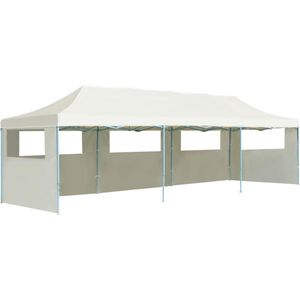 The Living Store Paviljoen Partytent - 870 x 291 x 315 cm - Uv- en waterbestendig - Roestvrij stalen frame - Incl - 5 zijwanden avec vensters - Crème - The Living Store