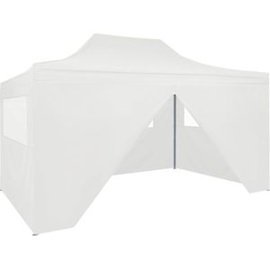 The Living Store Pavilion Partytent - 280x410x315 cm - UV- en Waterbestendig - Inklapbaar - Wit - Gepoedercoat Staal Frame