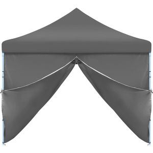 The Living Store Partytent Antraciet - 870 x 291 x 315 cm - Uv- en waterbestendig - 8 zijwanden - Inclusief haringen en touwen - Gemaakt van 600D oxford met PVC-coating - Roestvrij stalen frame