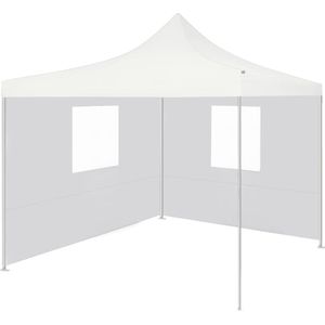 The Living Store Partytent - 2x2x3.15m - UV- en waterbestendig - inclusief 2 zijwanden met transparante vensters - gepoedercoat frame - wit