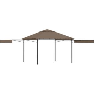 The Living Store Tuintent - Stalen frame - Duurzame poedercoating - Dubbele uitschuifbare daken - Insectenwerend gordijn - Taupe - 3x3x2.75m