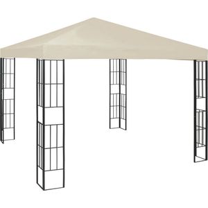 The Living Store Tuinpaviljoen - Luifel met klittenband - 3 x 3 x 2.6 m - Crème/Zwart