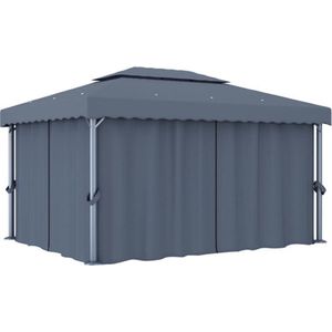 The Living Store Prieel - Antraciet - 4 x 3 m - Aluminium en Staal - Polyester met PA-coating