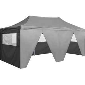 vidaXL Feesttent - Partytent - Partytent met 4 zijwanden inklapbaar 3x6 m staal antraciet - Outdoor Partytent - Event Tent - Veranda