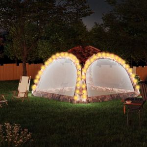 The Living Store Partytent Camouflage 3.6x3.6x2.3m - UV-bestendig - Met LED-verlichting - Incl - zijwanden - Montage vereist