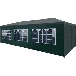 The Living Store Tuinpaviljoen - Groen - 9x3x2.55m - UV- en waterbestendig - Staal frame