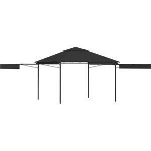 The Living Store Luifel Pavilion - 3 x 3 x 2.75 m - Antraciet - Staal en Stof - Uitschuifbare daken