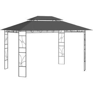 The Living Store Paviljoen Outdoor - 400x300x270 cm - Antraciet - Staal en stof - PA-coating