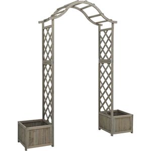 The Living Store Pergola met plantenbak massief vurenhout grijs - Houten Pergola - Tuingereedschap - Veranda - Buitendecoratie - Tuinarchitectuur