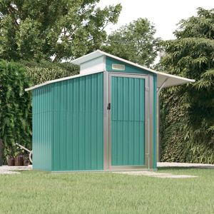 The Living Store Schuur Groen 270x130x208.5 - Gegalvaniseerd staal en MDF