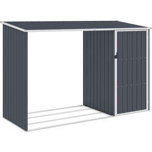 The Living Store Brandhoutschuur 245x98x159 cm gegalvaniseerd staal antraciet - Schuur - Houten Schuur - Buitenschuur - Opslagruimte - Garage