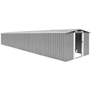 The Living Store Gegalvaniseerd Stalen Schuur - 257x779x181 cm - Met Ventilatie - Dubbele Schuifdeuren