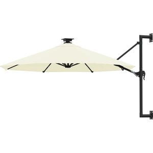 The Living Store Wandparasol Zand 300 x 131 cm - UV-beschermend polyester - Inclusief 28 LED-lampjes - Stabiele en duurzame constructie - Montage vereist