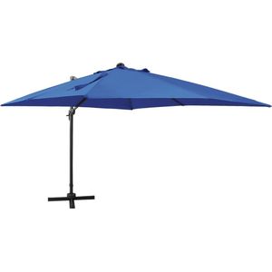 The Living Store Parasol - LED-verlichting - UV-bescherming - 300x300x258 cm - Azuurblauw