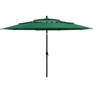 The Living Store Parasol The Living Store - 3-laags - Groen - Polyester - Aluminium - 350 x 260 cm