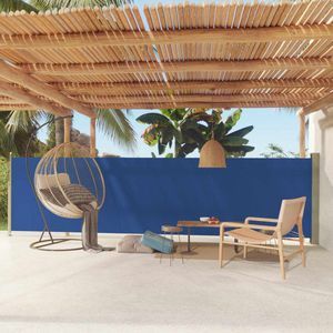 The Living Store Tuinscherm uittrekbaar 140x600 cm blauw - Zonwering - Windscherm - Buitenscherm - Privacy Screen - Terrasscherm
