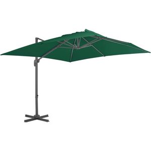 The Living Store Hangende Parasol Groen 300x300x258 cm - UV-beschermend en verstelbaar