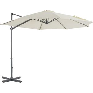The Living Store Zweefparasol met aluminium paal 300 cm zandkleurig - Hangende Parasol - Parasol Strand - Tuinset - Zomerzon - Buitenschilderij
