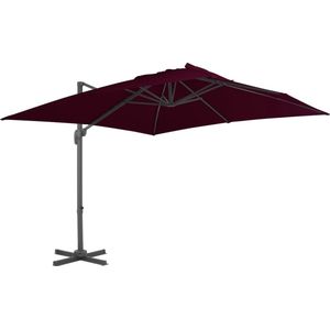 The Living Store Hangende Parasol - Bordeauxrood - 300x300x258 cm - UV-beschermend polyester