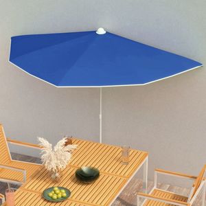 The Living Store Parasol - Azuurblauw - 180 x 90 x 195 cm - UV-beschermend polyester - Stalen paal